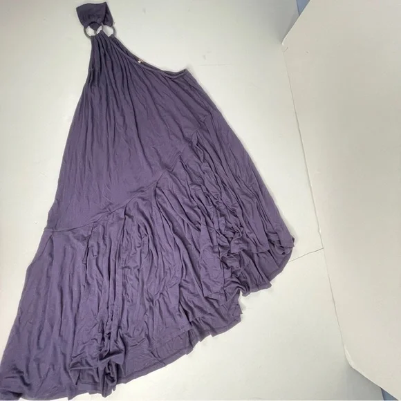 Free People Francesca One Shoulder Dress Midi Navy Blue Size Medium NWT - Picture 5 of 11